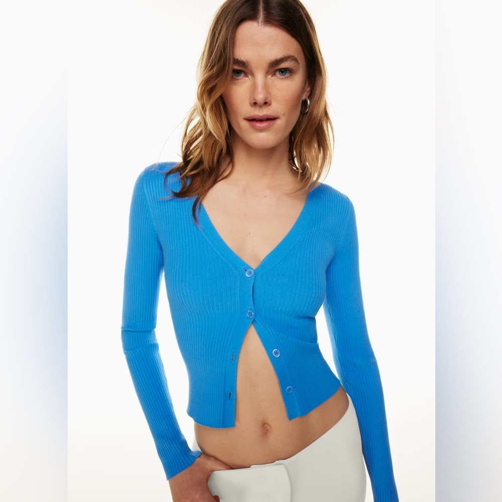 NWOT Aritzia Wilfred Adore V-neck Cardigan Blue Size Small